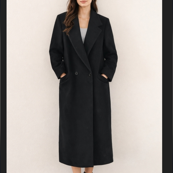 Karen Tribe Jackets & Blazers - Karen Of Imported Fabric Black Long Wool Trench Coat Size 12